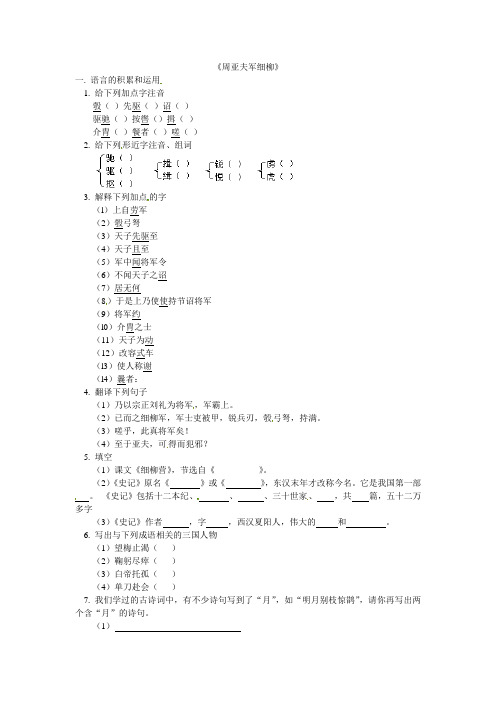 《细柳营》中考复习题