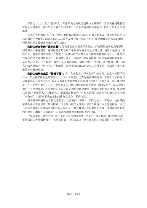 一伙人智慧张龄之资料