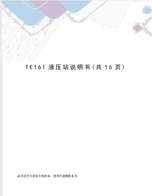 TE161液压站说明书