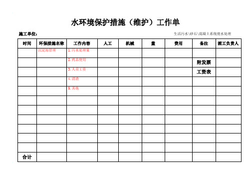 环境保护设施运行管理台账