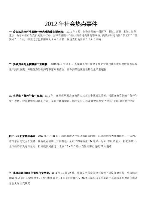 2012年社会热点事件