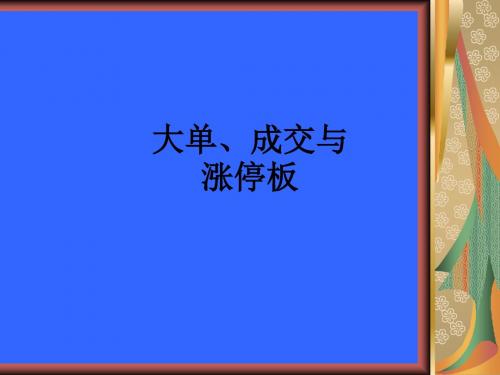 大单、成交与涨停板ppt课件