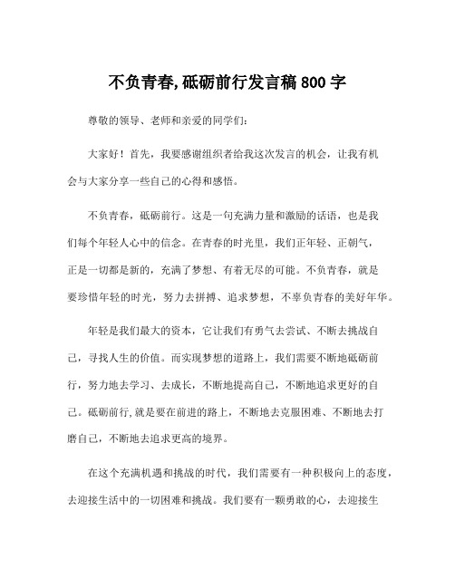 不负青春,砥砺前行发言稿800字