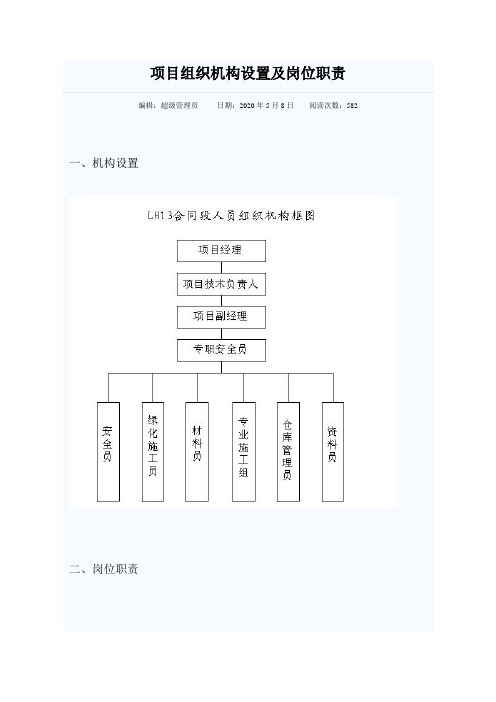 项目组织机构设置及岗位职责