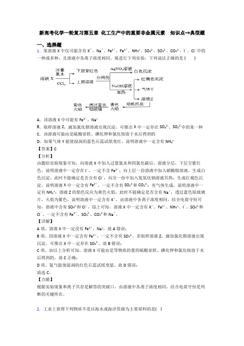 新高考化学一轮复习第五章 化工生产中的重要非金属元素  知识点-+典型题