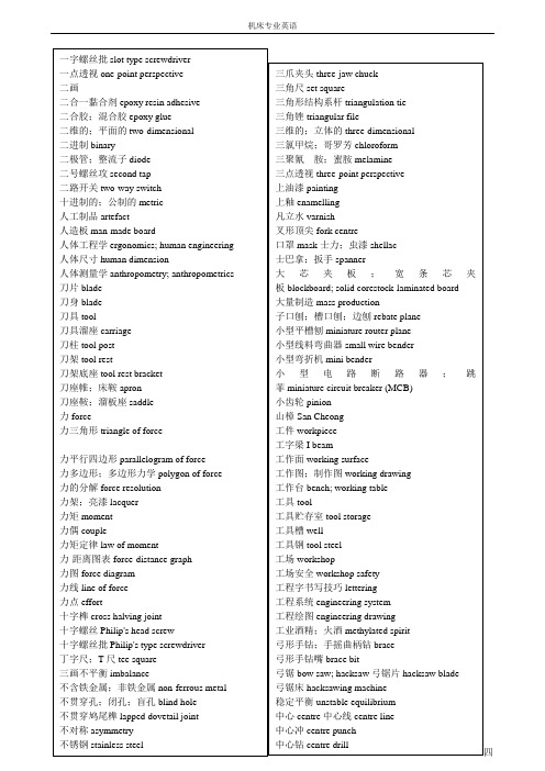 机床英语