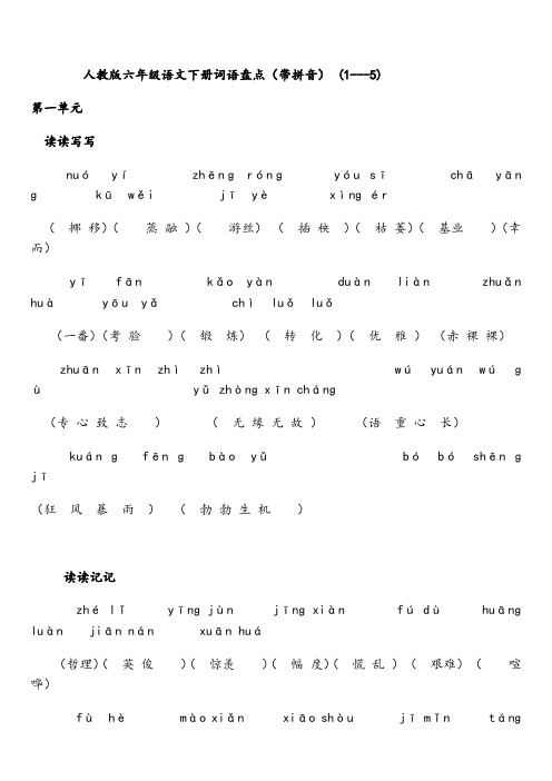 人教版六年级语文下册词语盘点(带拼音)