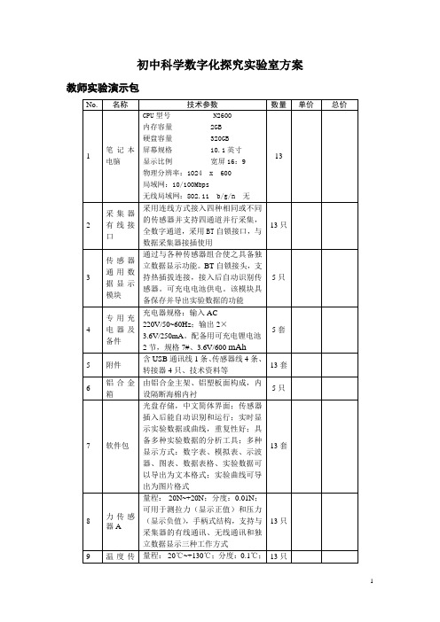 初中科学数字化探究实验室方案