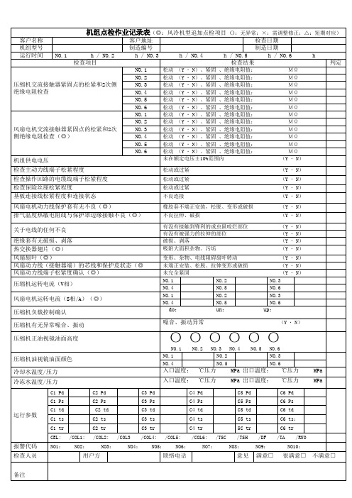 螺杆机点检表