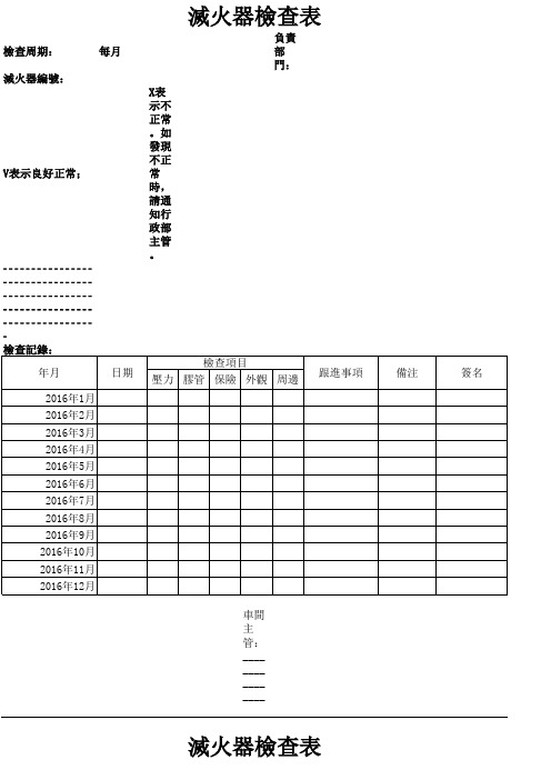 灭火器和消防栓检查表