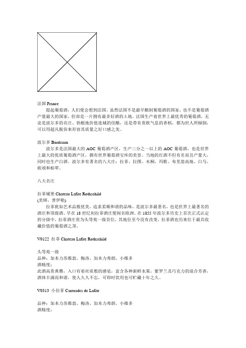 法国各名酒庄