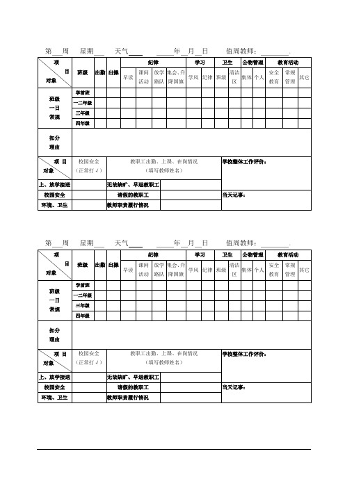 学校值周日志记录表