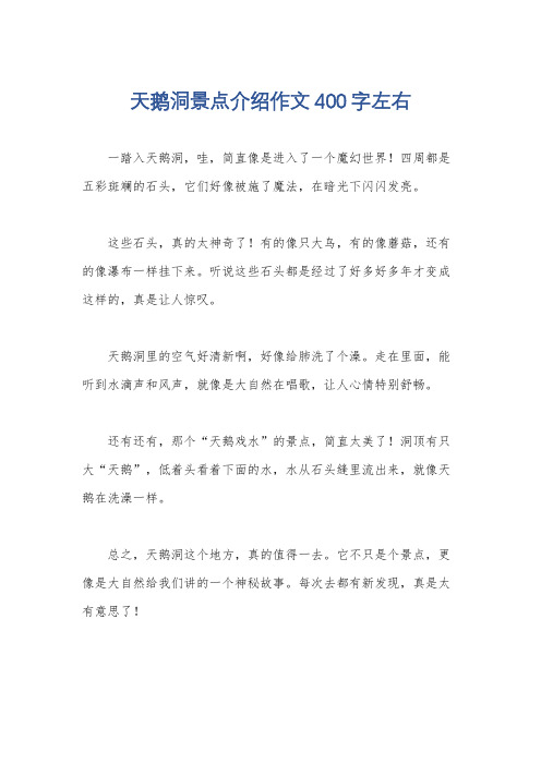 天鹅洞景点介绍作文400字左右