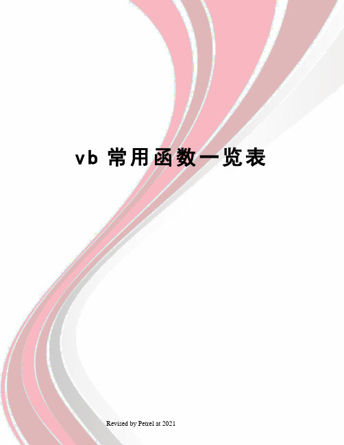 vb常用函数一览表