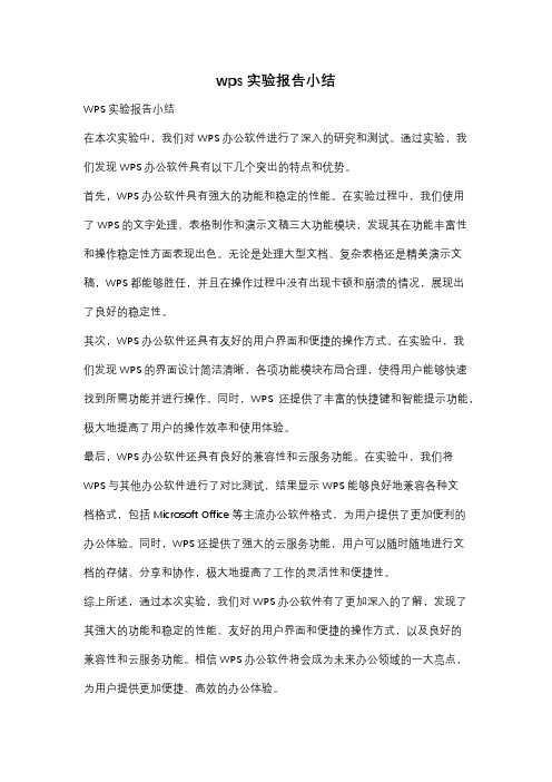 wps实验报告小结