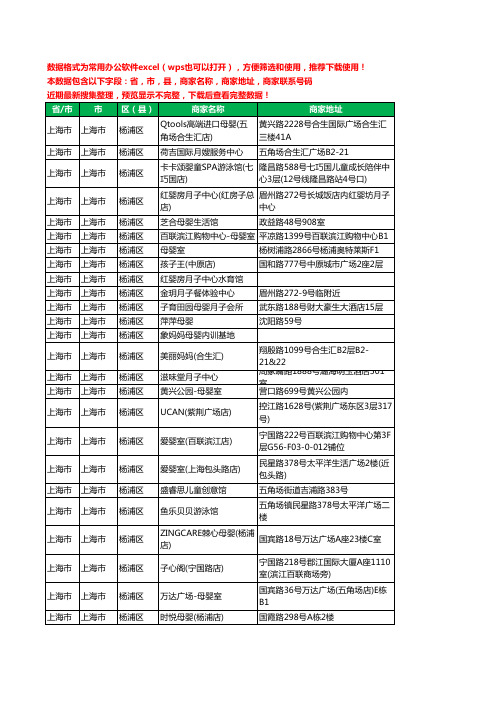 2020新版上海市上海市杨浦区月子服务工商企业公司商家名录名单黄页联系号码地址大全60家