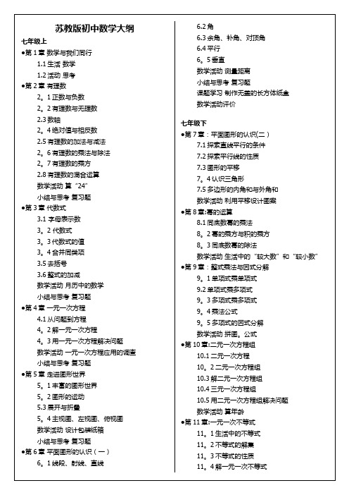 苏教版初中数学大纲