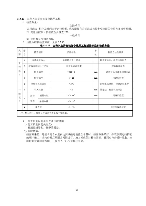 土和灰土挤密桩复合地基工程质量标准和检验方法(电力隧道工程-地基与基础工程)