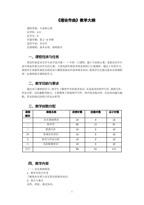 《理论作曲》教学大纲