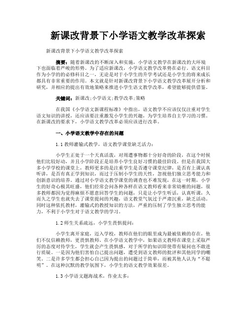 新课改背景下小学语文教学改革探索
