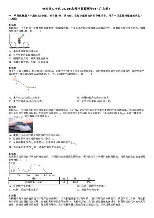 物理核心考点-2024年高考押题预测卷02(广东卷)