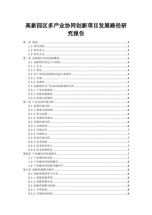 高新园区多产业协同创新项目发展路径研究报告