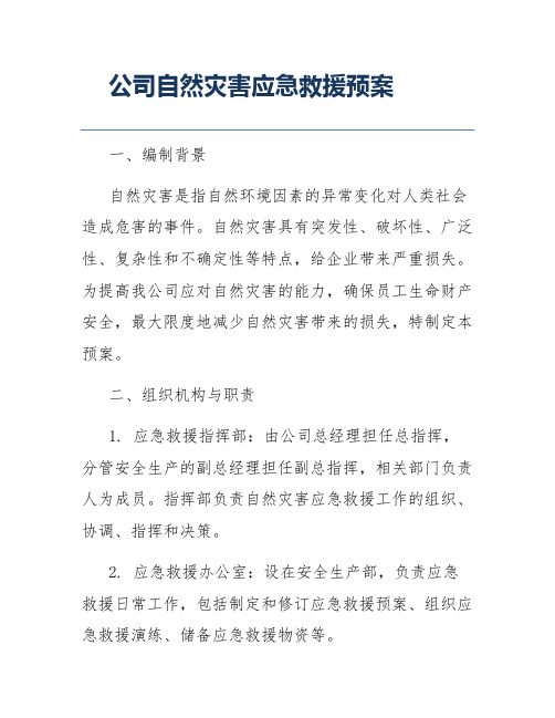 公司自然灾害应急救援预案