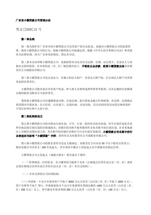 广东省小额贷款公司管理办法 