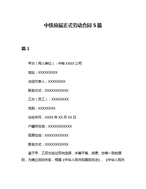 中铁应届正式劳动合同5篇