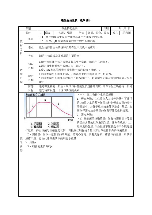 微生物的生长 教学设计