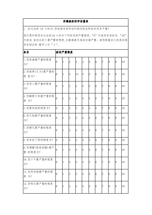 安德森症状评估量表