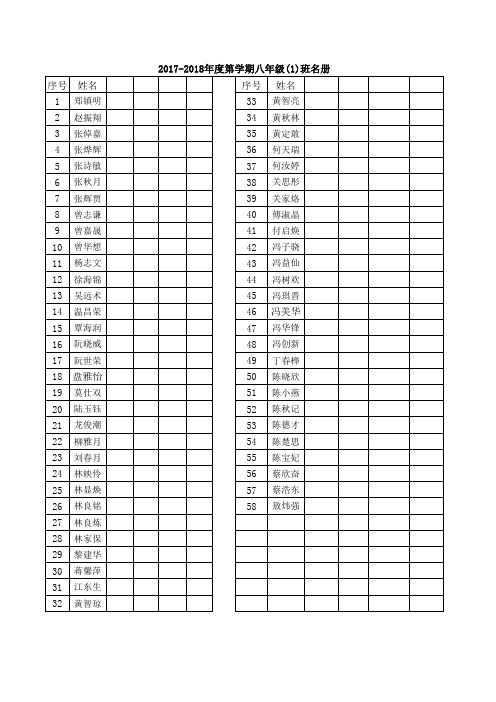 (正)2017-2018第一学期八年级名册(正)