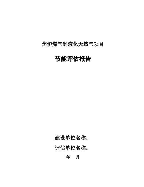 焦炉煤气制液化天然气项目节能评估报告