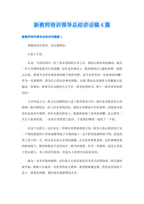 新教师培训领导总结讲话稿4篇