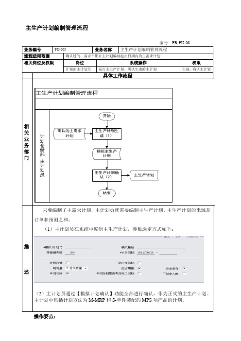 有限公司主生产计划编制管理流程