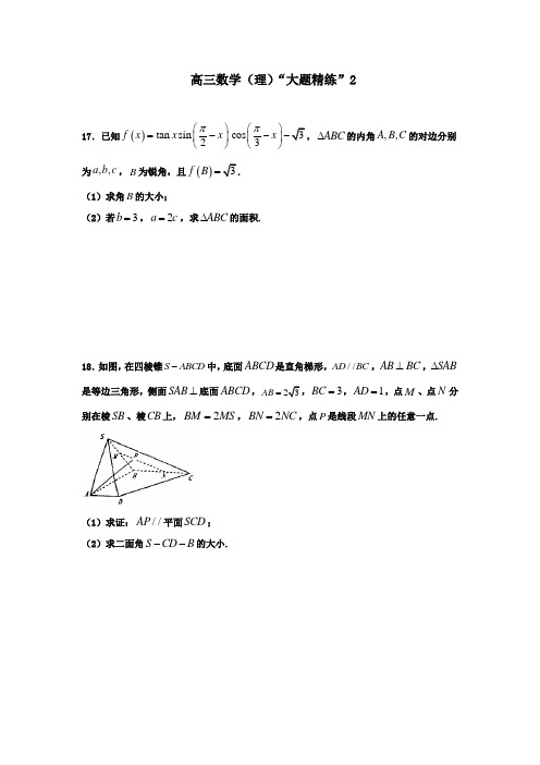 高三数学(理)“大题精练”专题