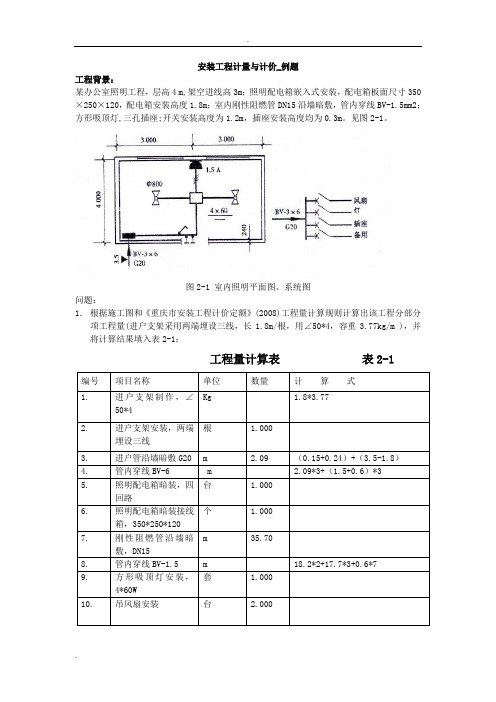 安装工程计量与计价_例题