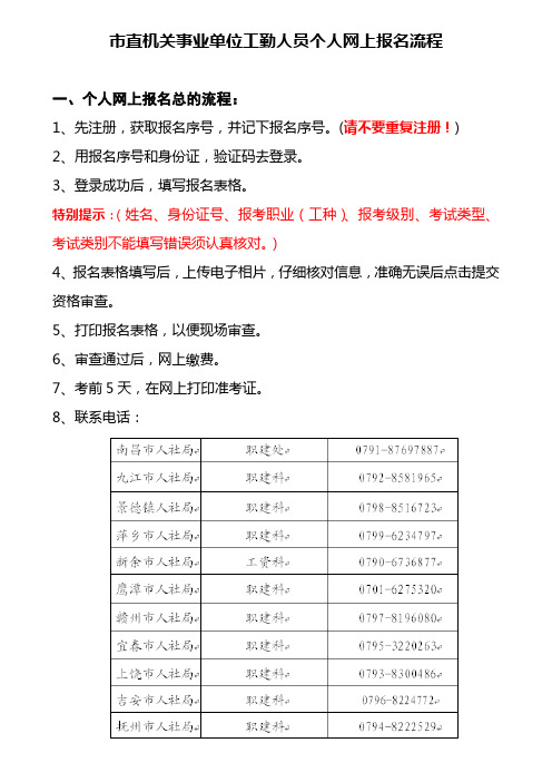 市直机关事业单位工勤人员个人网上报名流程