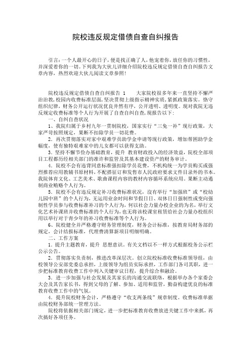 院校违反规定借债自查自纠报告