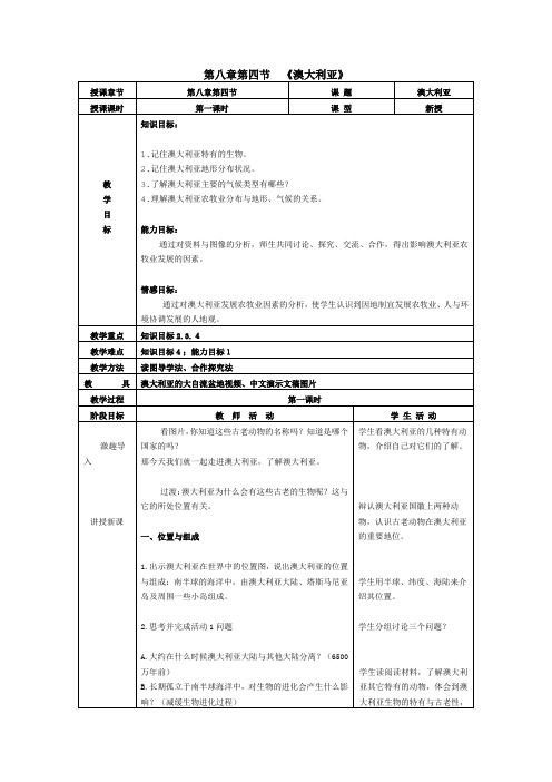 8.4澳大利亚 教案5(人教新课标七年级下册)