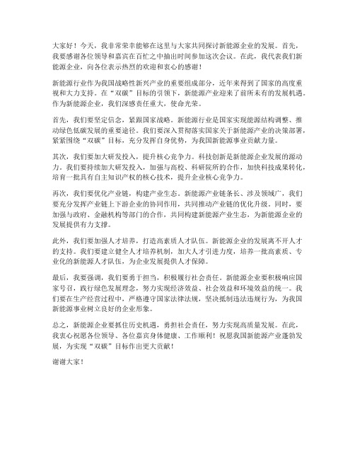 新能源企业领导发言稿