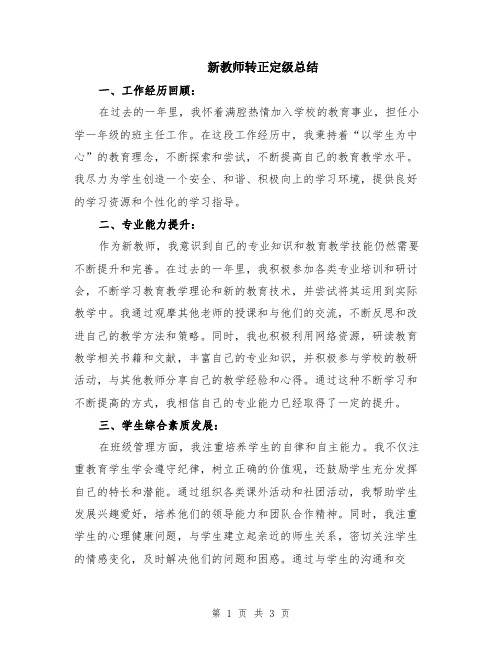 新教师转正定级总结