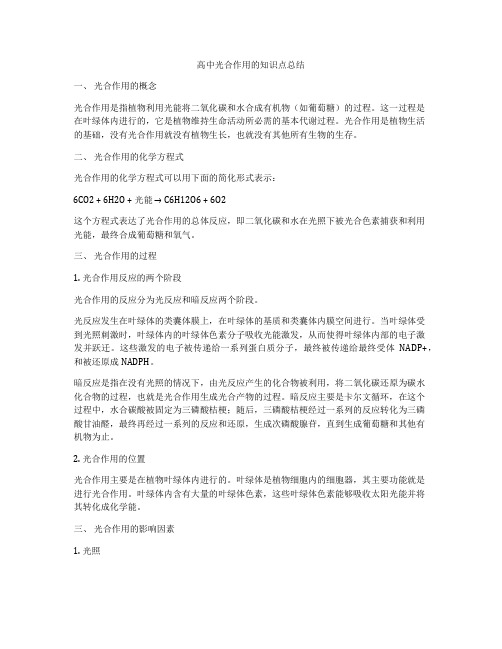 高中光合作用的知识点总结