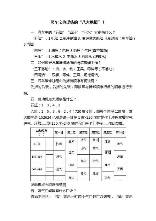 修车宝典提练的“八大绝招”！