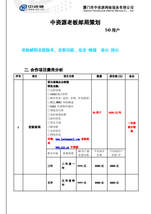 中资源邮箱报价方案