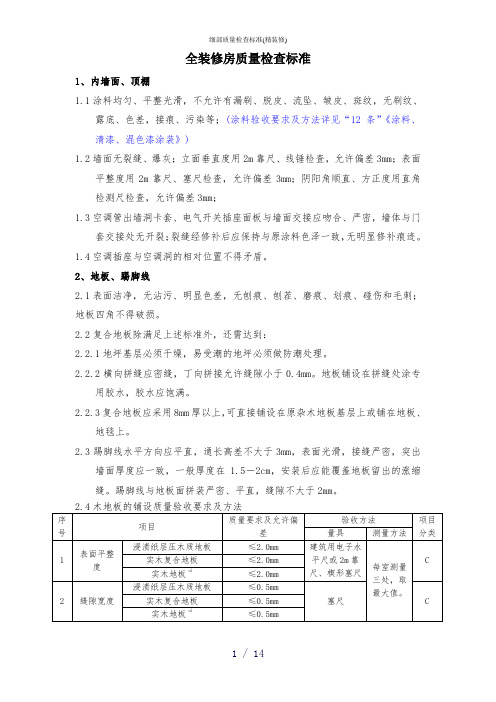 细部质量检查标准(精装修)