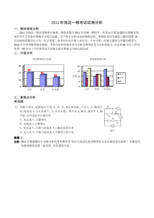 2010—2011海淀区中考物理一模试题分析