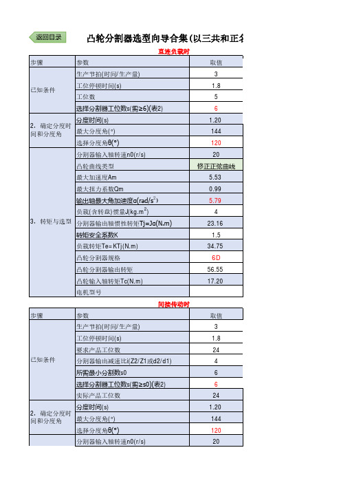 凸轮分割器计算