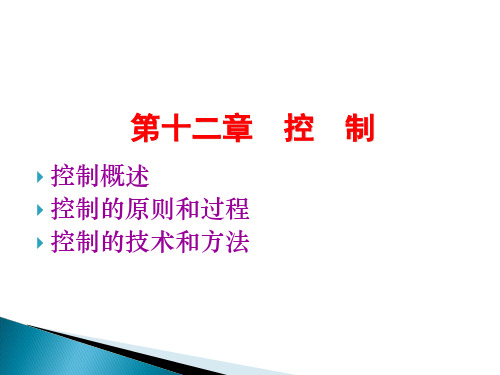 第十二章控制控制概述控制的原则和过程控制的技术和方法备课讲稿