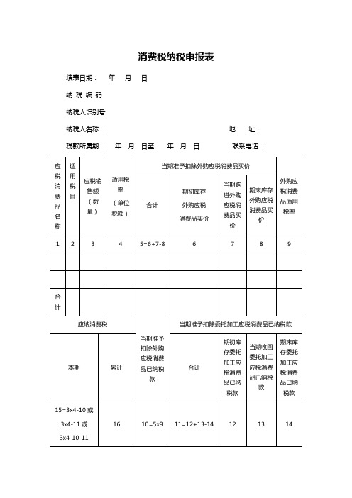 消费税纳税申报表